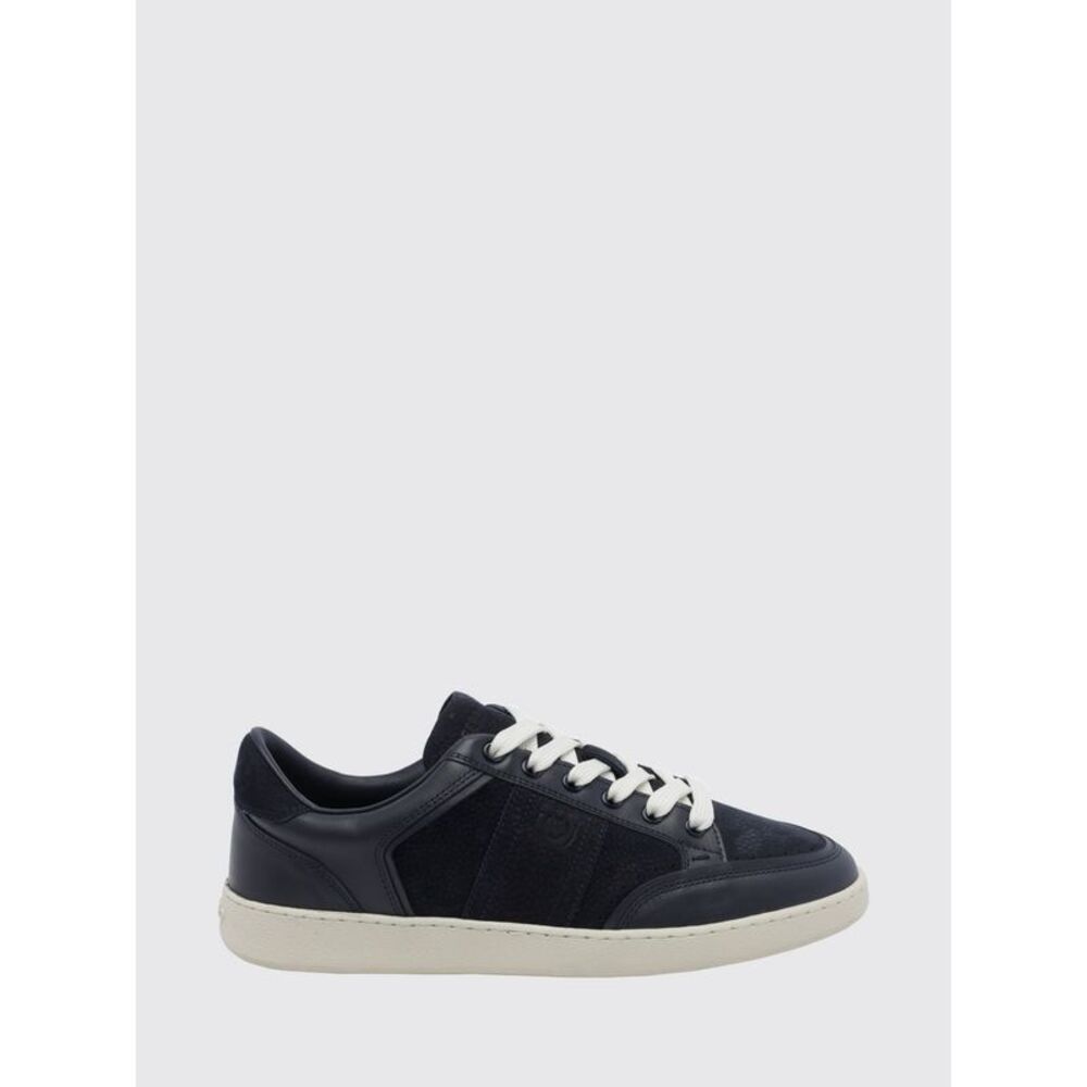 Ferragamo Men Ferragamo Gancini Low-Top Sneakers In Calfskin And Nubuck Leather